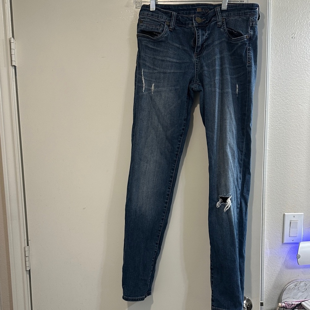 Kut from the Kloth Blue Distressed Skinny Jeans